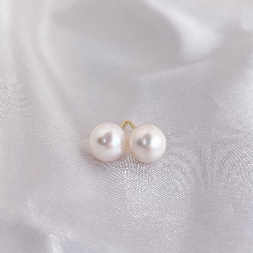AAA 7-7.5mm White Japanese Akoya Pearl Stud Earrings