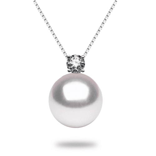 9-9.5mm Solitaire White Japanese Akoya Pearl Pendant - Image 3