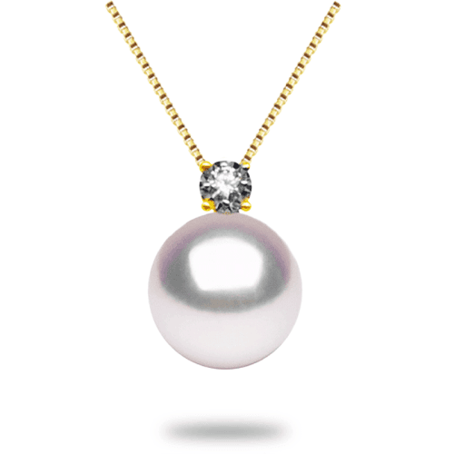 9-9.5mm Solitaire White Japanese Akoya Pearl Pendant - Image 2