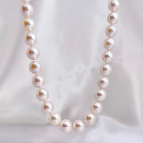 AAA 8.5-9mm White Japanese Akoya Pearl Necklace