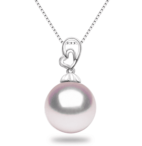 8-8.5mm Double Heart White Japanese Akoya Pearl Pendant - Image 3